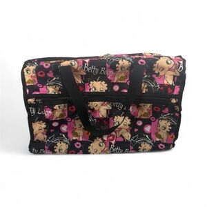 Betty Boop  Duffle Bag Women Shoulder Canvas Travel Overnight Kisses Lips
